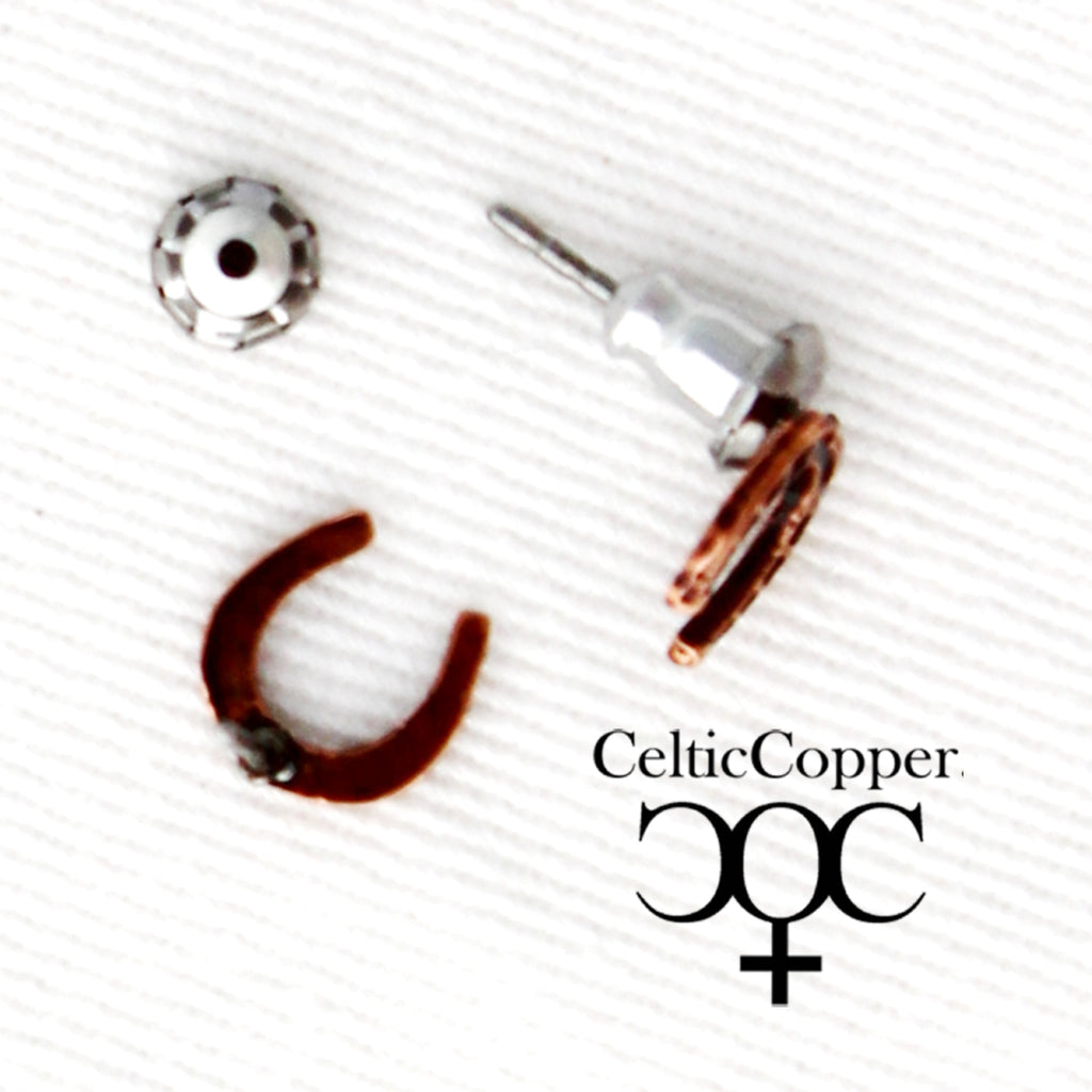 Copper Horse Shoe Stud Earrings With Hypoallergenic Earring Posts Eque –  Celtic Copper Shop