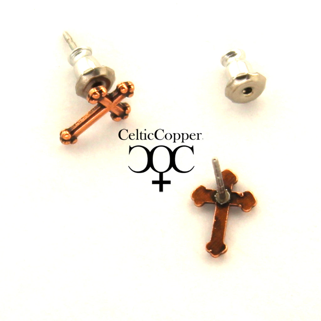Copper Florentine Cross Earring Studs Solid Copper Post Earring Stud E –  Celtic Copper Shop