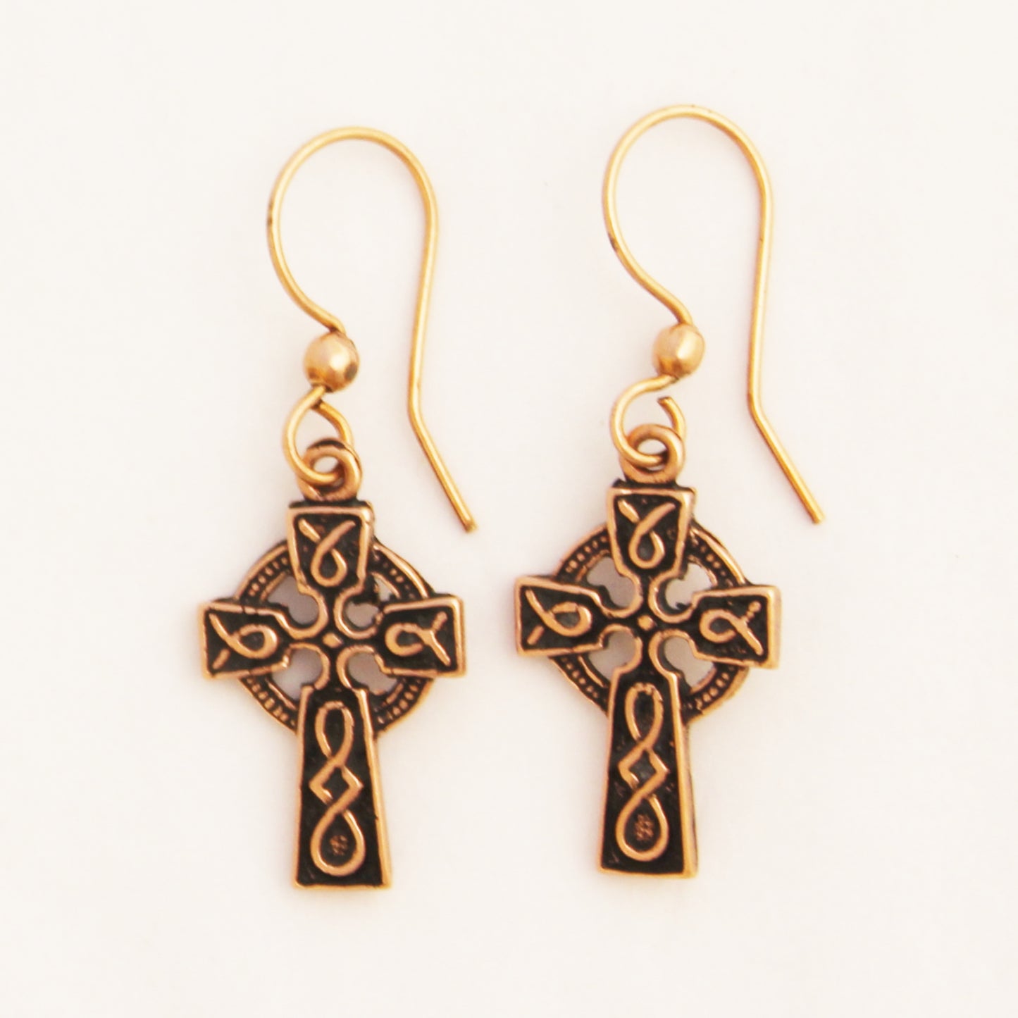 Celtic Copper Knot Work Cross Earrings Solid Copper Drop Style Earrings
