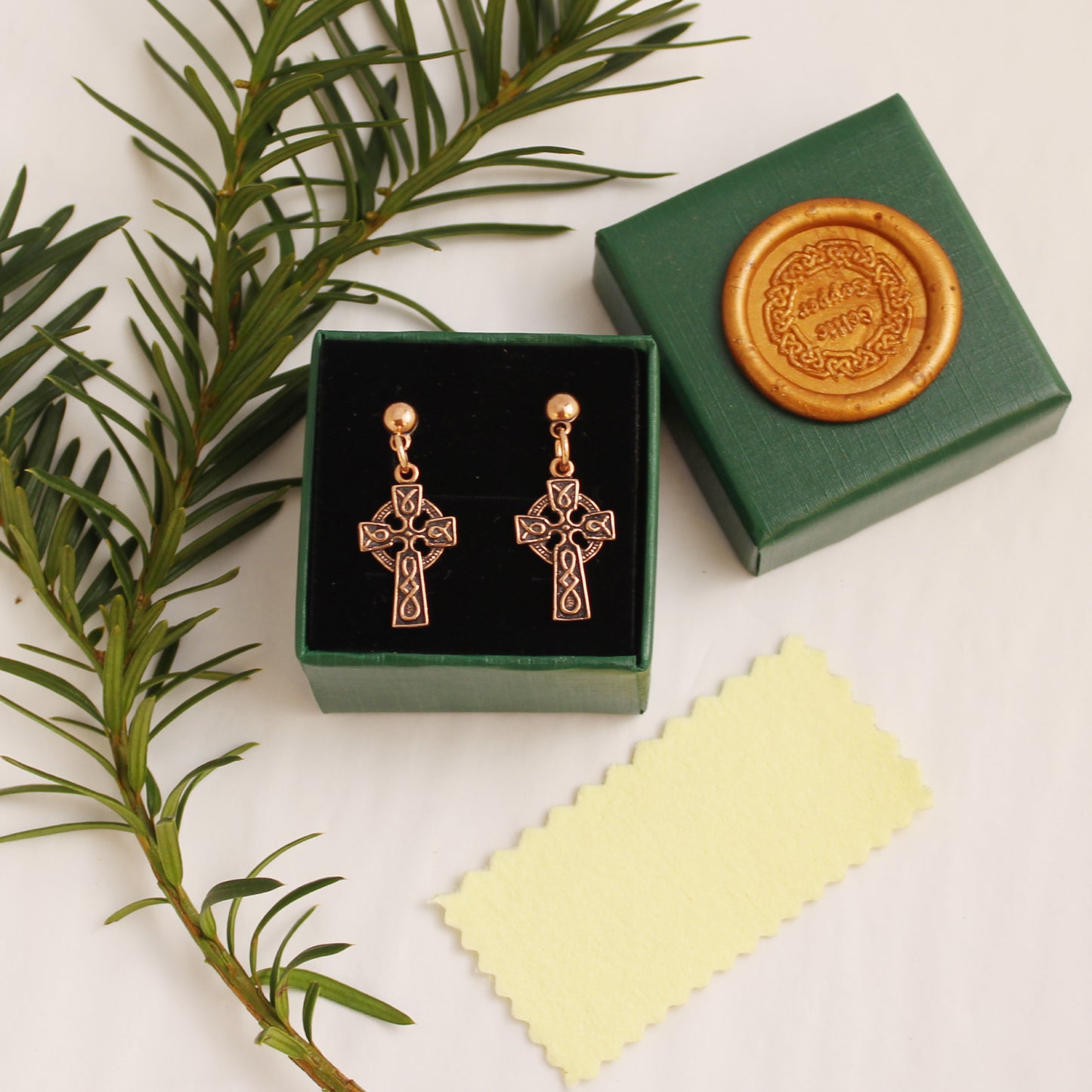 Celtic Copper Knot Work Cross Earrings Solid Copper Drop Style Earrings