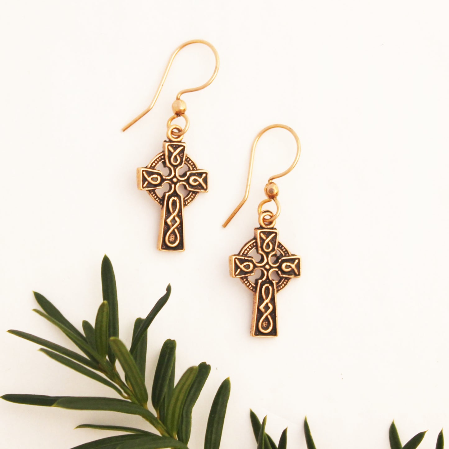 Celtic Cross Necklace Set Solid Copper Pendant Necklace Chain Matching Celtic Cross Shaped Earrings