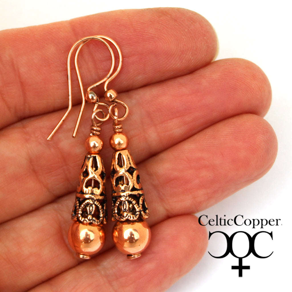 Vintage Bohemia Drop Earrings with Colored Beads Copper Suspension