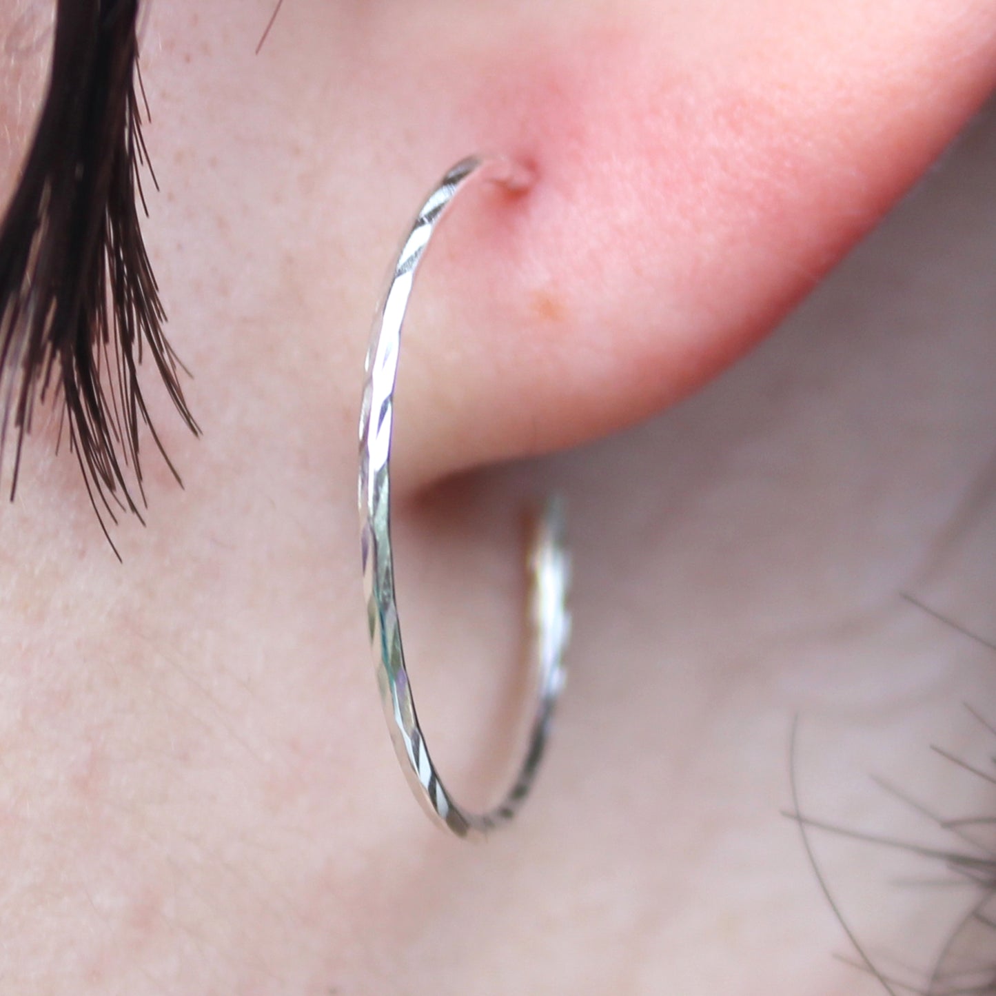 Twisted Sterling Silver Hoop Earrings Midsize 20mm Solid Silver Jewelry Post Style Silver Hoop Earrings