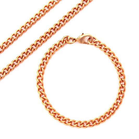 Cuban Curb Chain Jewelry Set SET72 Solid 5mm Copper Chain Necklace And Bracelet