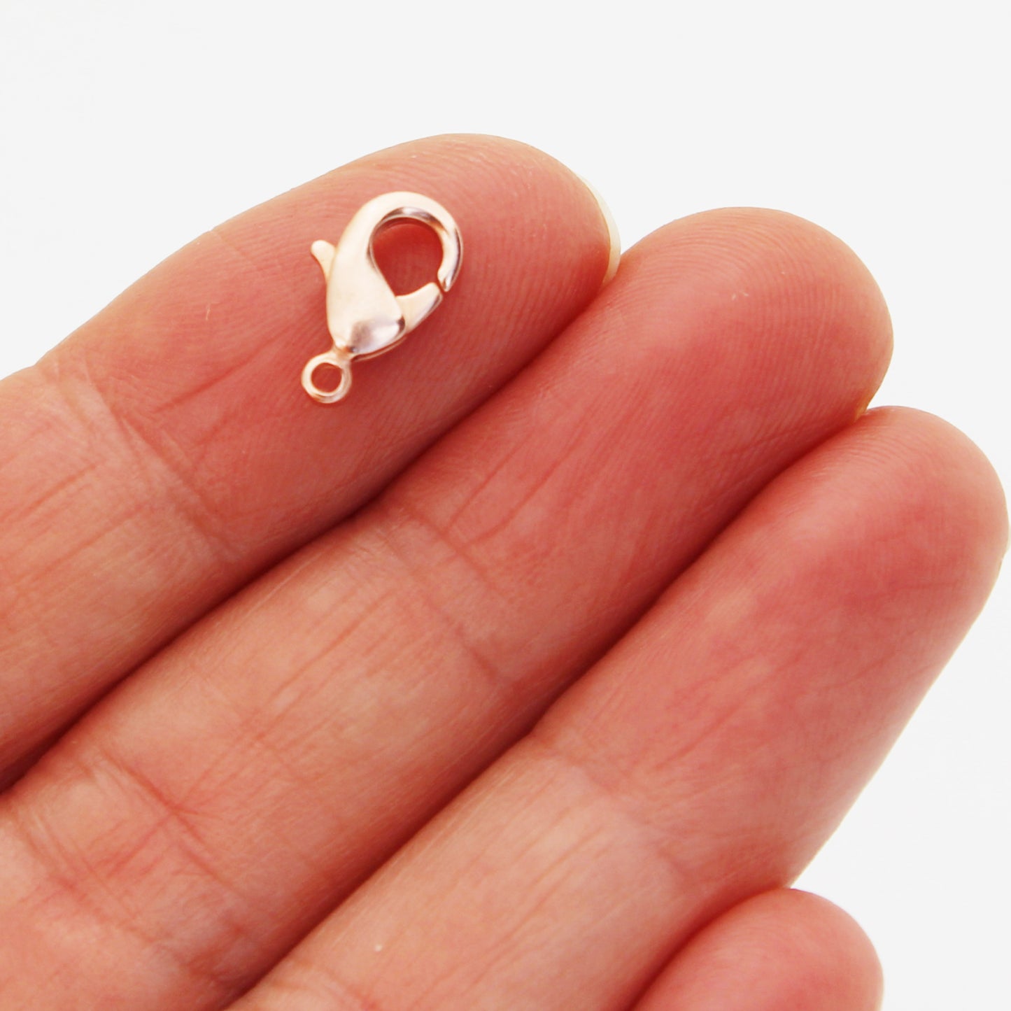 Copper Lobster Clasp Set 12mm Shiny Copper Plated Brass Lobster Clasps 1.3mm Hole Bulk 10 Pack