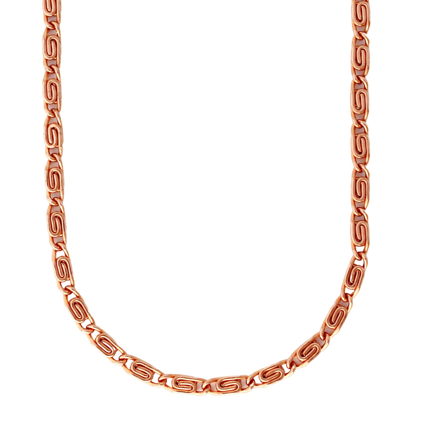 Copper Scroll Chain Necklace Fine 3mm Pure Copper Necklace Chain All Sizes Brass Lobster Clasp
