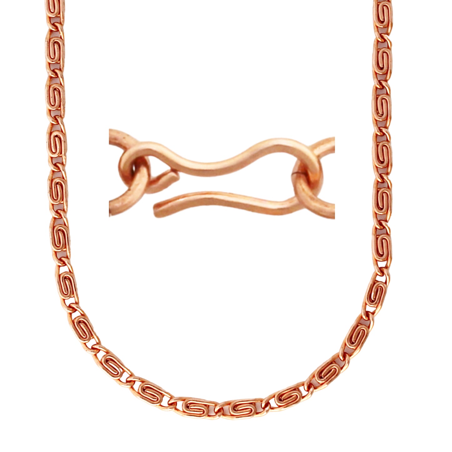 Copper Scroll Chain Necklace Fine 3mm Pure Copper Necklace Chain All Sizes Copper Hook Clasp