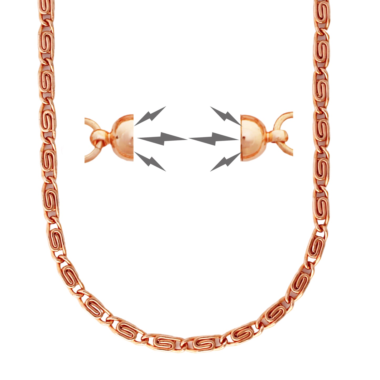 Copper Scroll Chain Necklace Fine 3mm Pure Copper Necklace Chain All Sizes Strong Magnetic Clasp