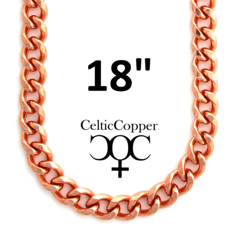 Solid Copper Necklace Chain Heavy Cuban Curb Chain Necklace NC76 Rugged 10mm Solid Copper Curb Chain Necklace 18 Inch Chain