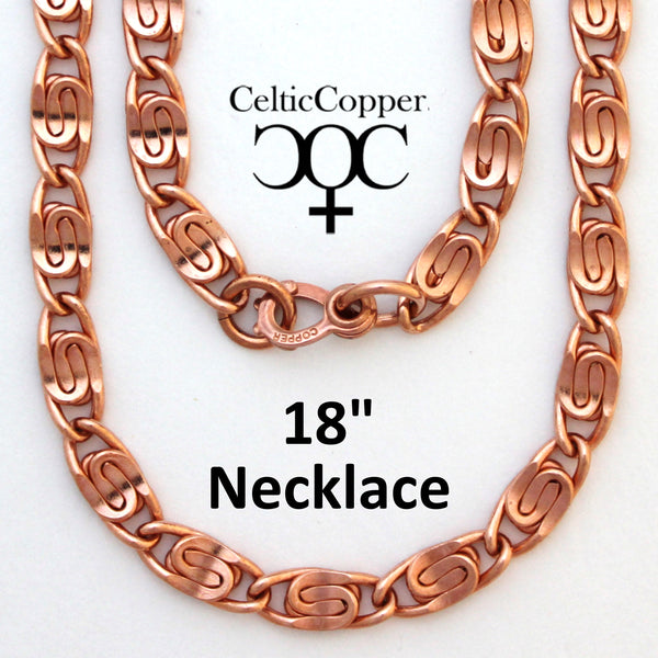 Heavy Copper Celtic Scroll Chain Necklace NC69 Celtic Copper 7.25mm Scroll Chain Necklace 18 Inch Chain
