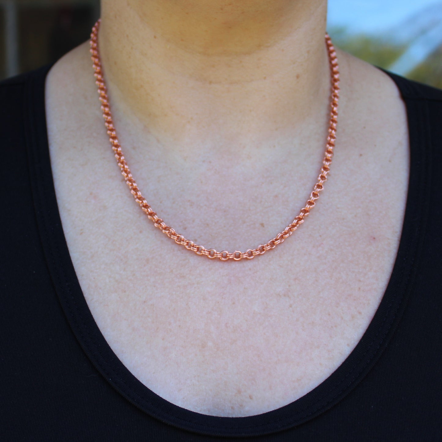 Copper Double Cable Necklace Chain Fine 4mm Solid Copper Round Link 16 18 20 24 Inch Necklace Chain
