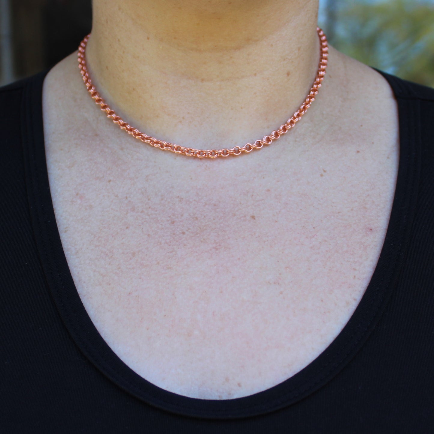 Copper Double Cable Necklace Chain Fine 4mm Solid Copper Round Link 16 18 20 24 Inch Necklace Chain
