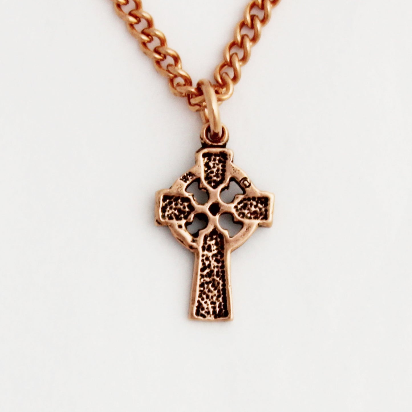 Celtic Cross Necklace Set Solid Copper Pendant Necklace Chain Matching Celtic Cross Shaped Earrings