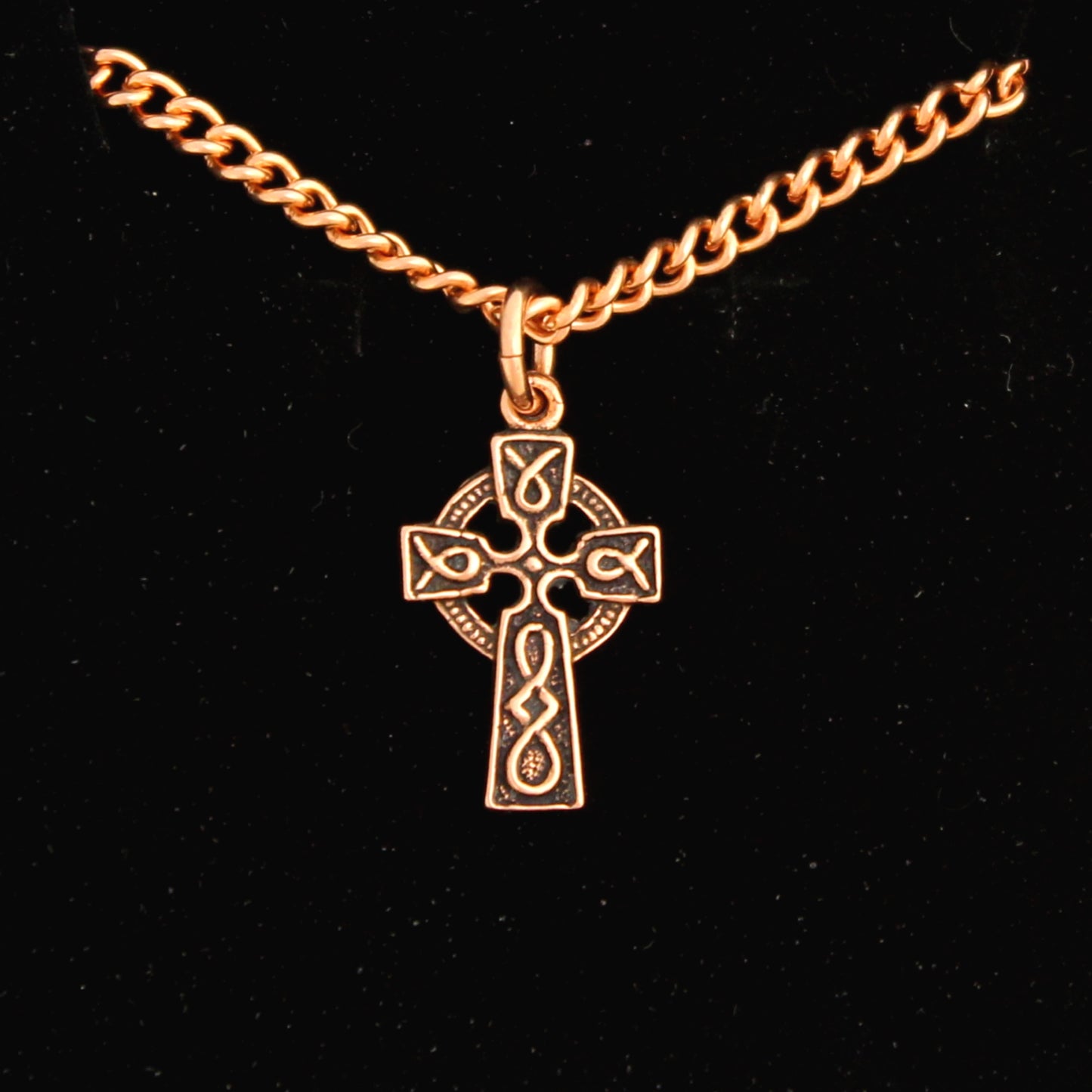 Celtic Copper Knot Work Cross Necklace Chain 30mm | Solid Copper Cross Pendant Adjustable Chain