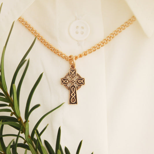 Celtic Copper Knot Work Cross Necklace Chain 30mm | Solid Copper Cross Pendant Adjustable Chain