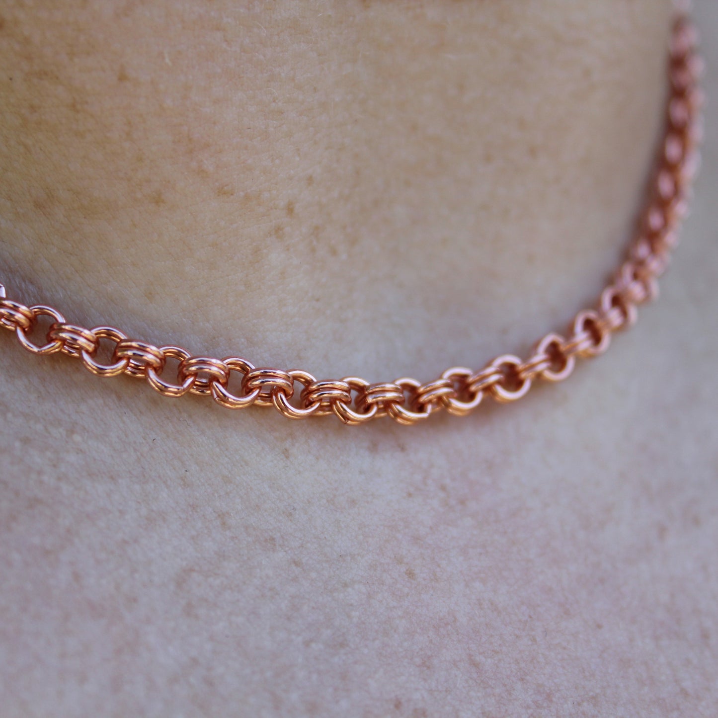 Copper Double Cable Necklace Chain Fine 4mm Solid Copper Round Link 16 18 20 24 Inch Necklace Chain