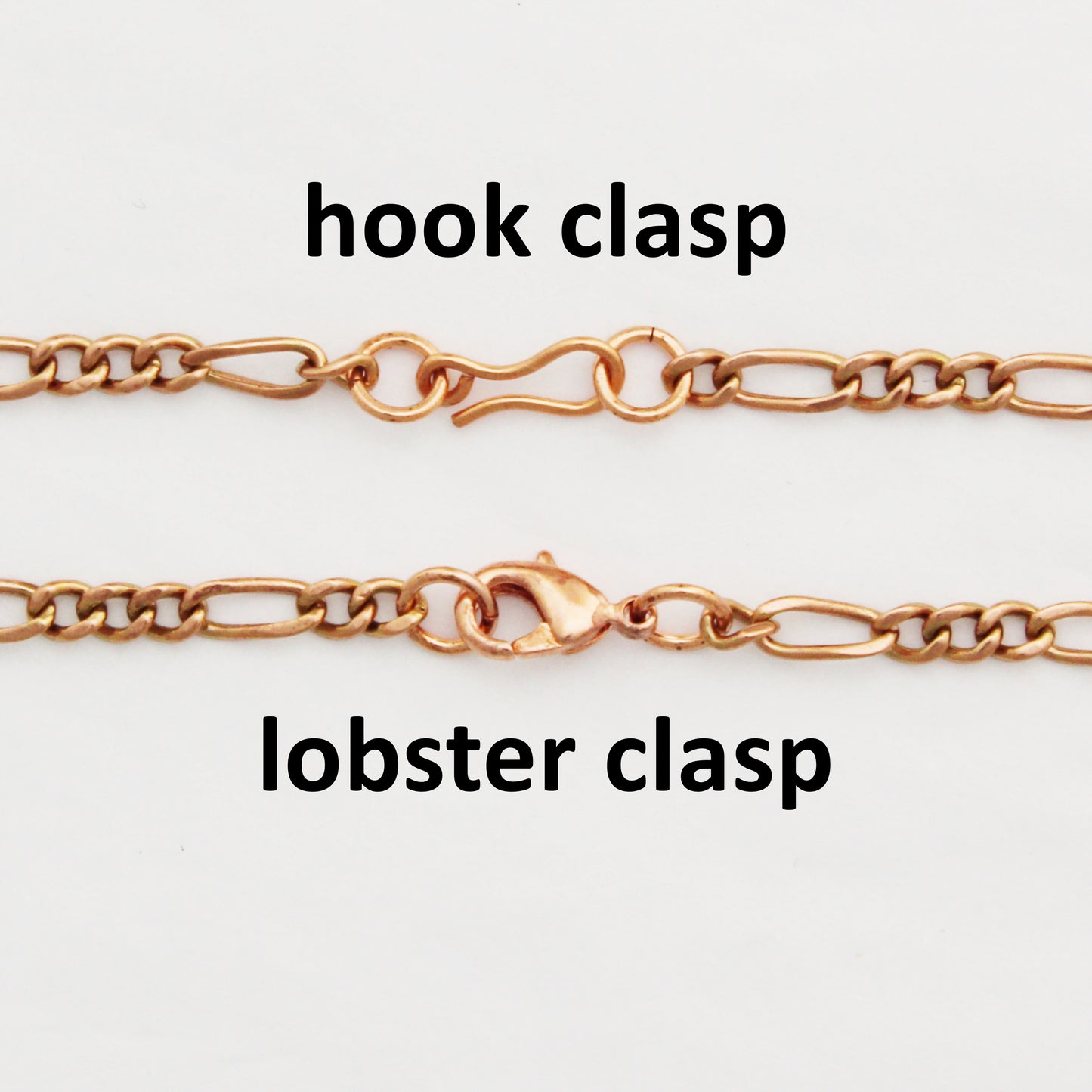 Solid Copper Figaro Necklace Chain NC41 Fine Italian Style 4mm Figaro Chain Necklace 20 Inch Relaxed Fit Chain