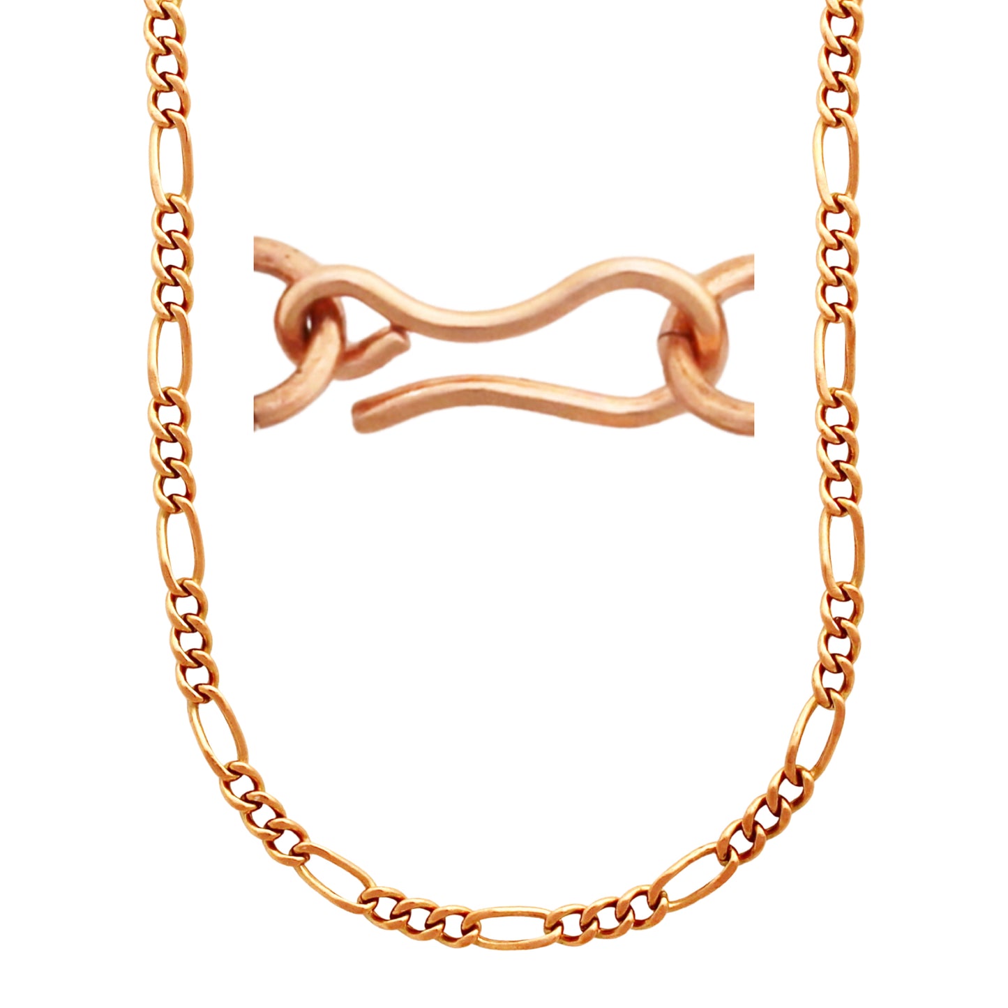Copper Figaro Chain Necklace Fine 4mm Pure Copper Necklace Chain All Sizes Copper Hook Clasp
