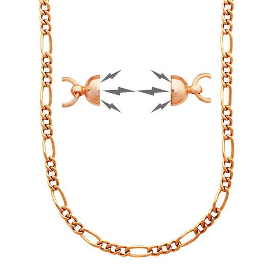 Copper Figaro Chain Necklace Fine 4mm Pure Copper Necklace Chain All Sizes Strong Magnetic Clasp