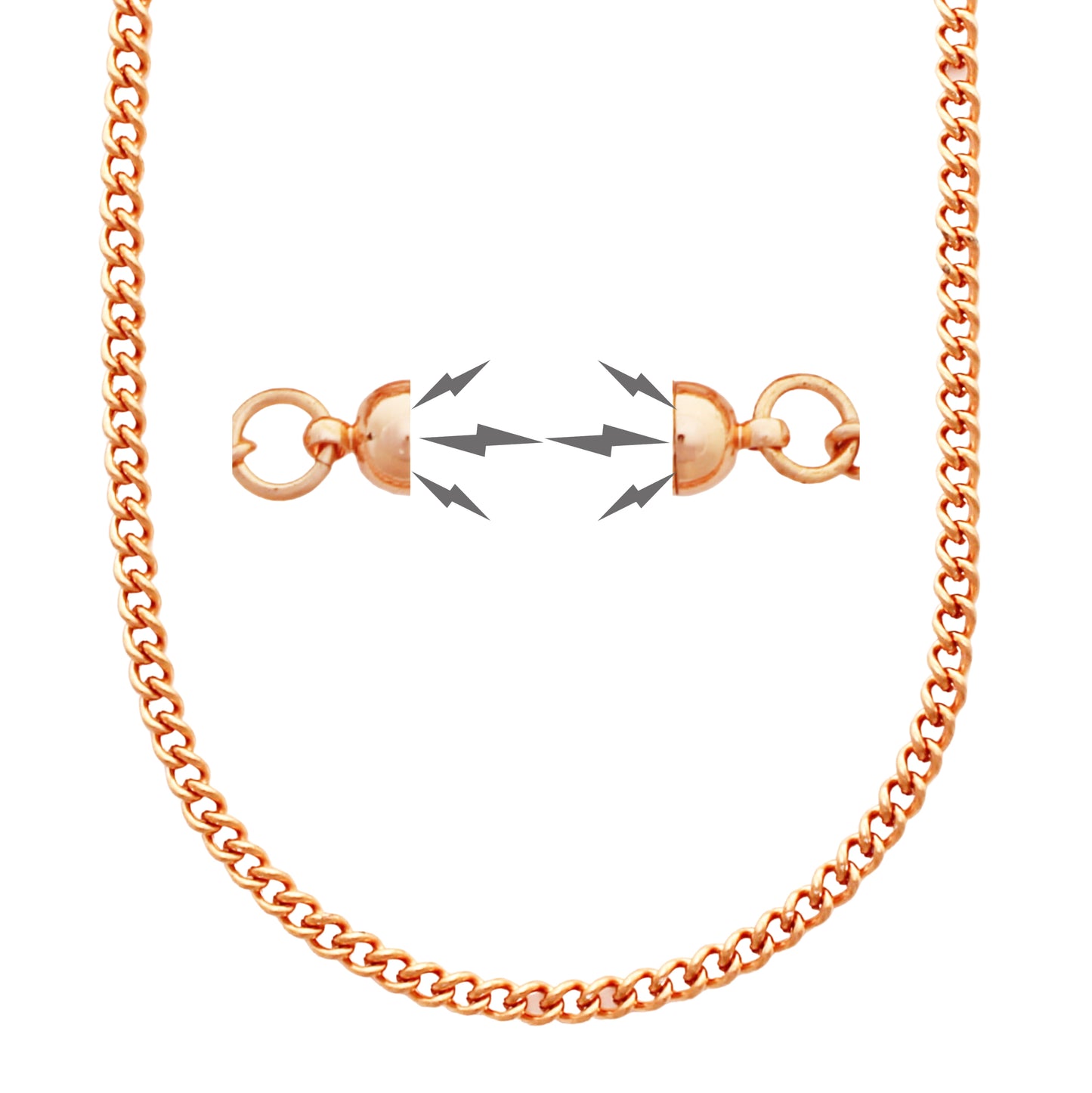 Magnetic Clasp Solid Copper Curb Chain Necklace NC71 Fine 3mm Copper Necklace Chain All Sizes