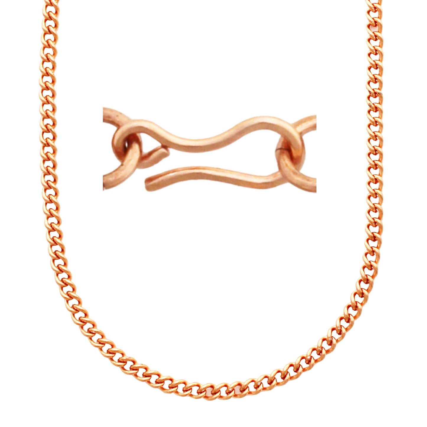 Copper Curb Chain Necklace Fine 3mm Pure Copper Necklace Chain All Sizes Copper Hook Clasp