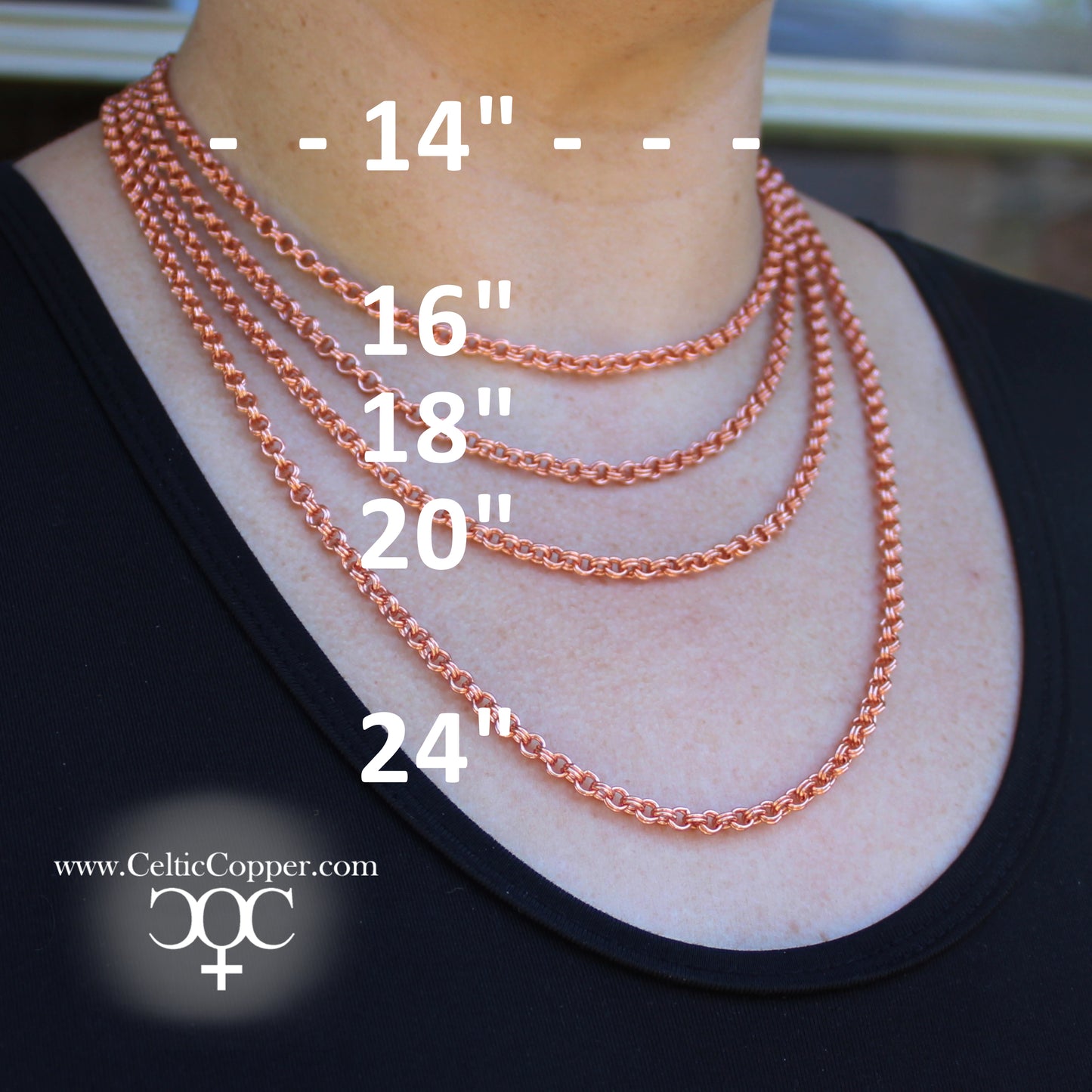 Solid Copper Figaro Necklace Chain NC41 Fine Italian Style 4mm Figaro Chain Necklace 20 Inch Relaxed Fit Chain