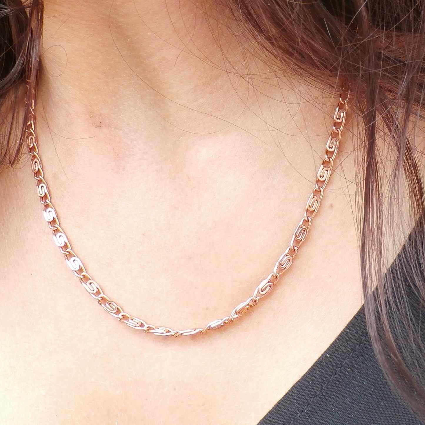 Copper Scroll Chain Necklace Fine 3mm Pure Copper Necklace Chain All Sizes Strong Magnetic Clasp