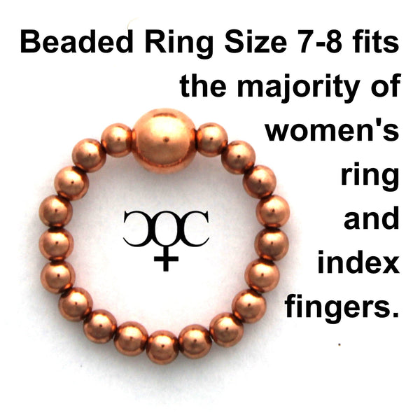 Beaded Copper Ring Set Pure Healing Copper Glacier Blue Amazonite 3 Piece Beaded Elastic Ring Set