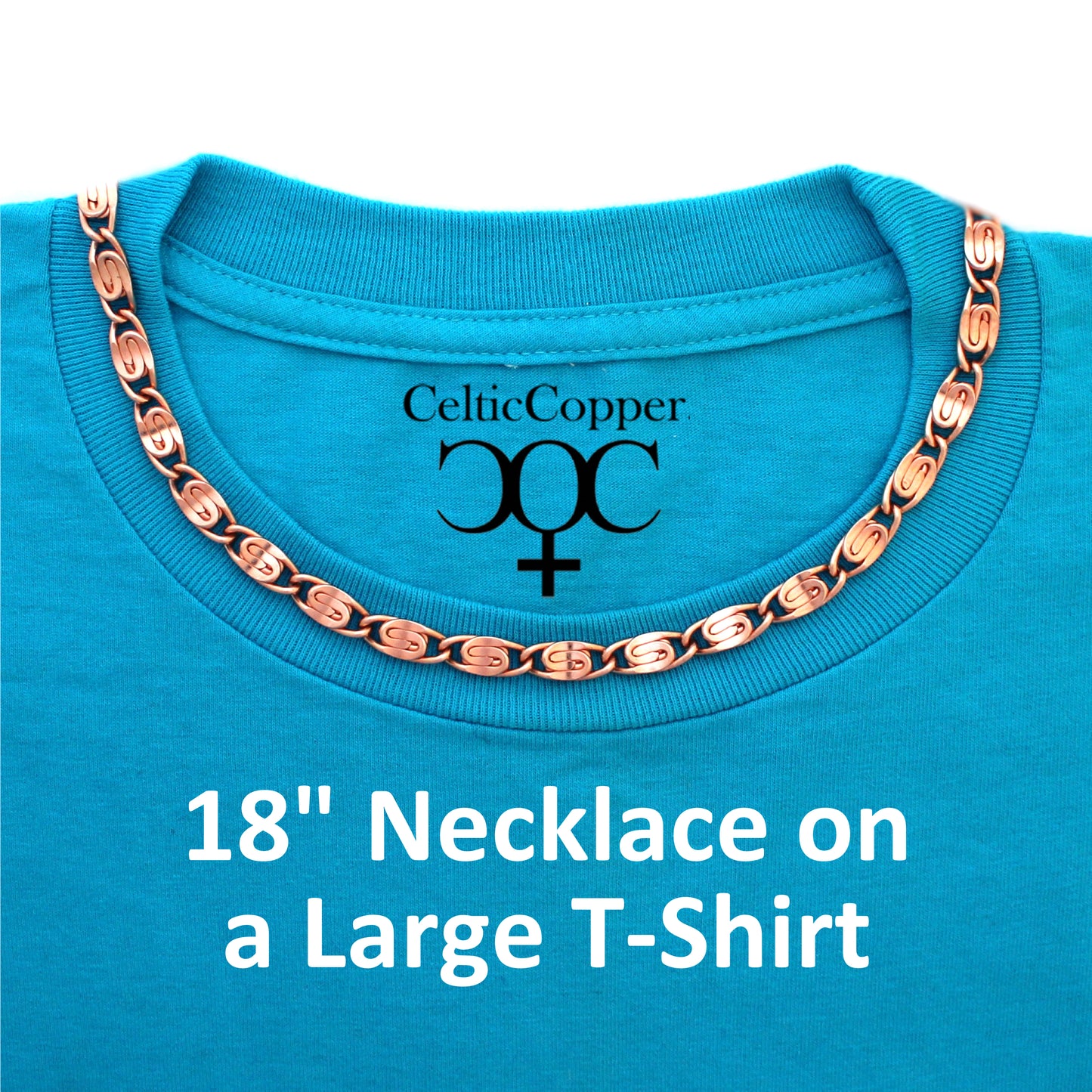 Copper Scroll Chain Necklace Heavy 9 mm Solid Copper Scroll Chain Necklace 18 Inch Chain