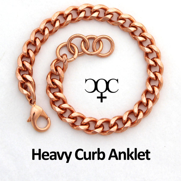 Heavy Solid Copper 10mm Curb Chain Anklet AC76 Adjustable Solid Copper Anklet Chain