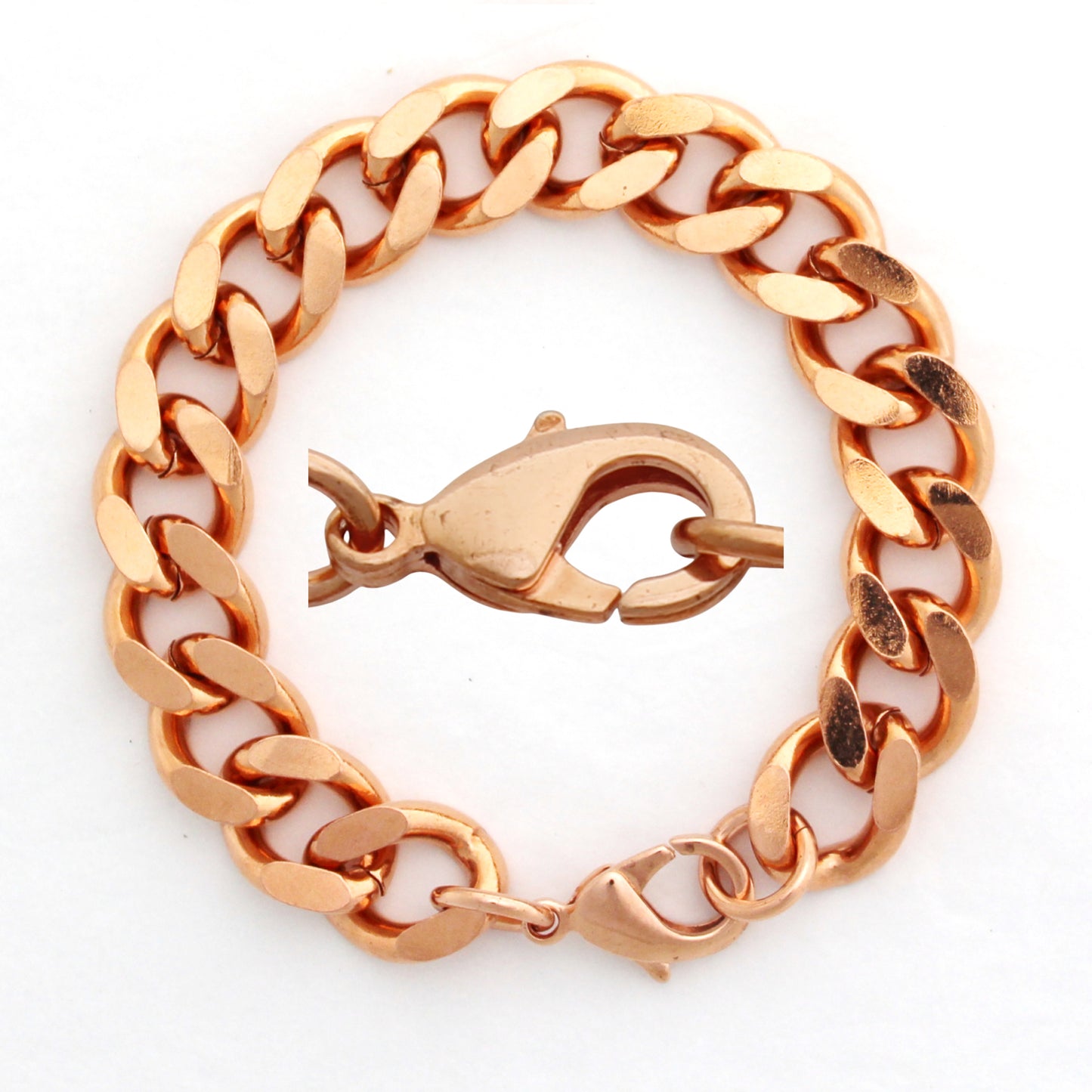Copper Curb Chain Bracelet Super Chunky 16mm Pure Copper Bracelet Chain Brass Lobster Clasp