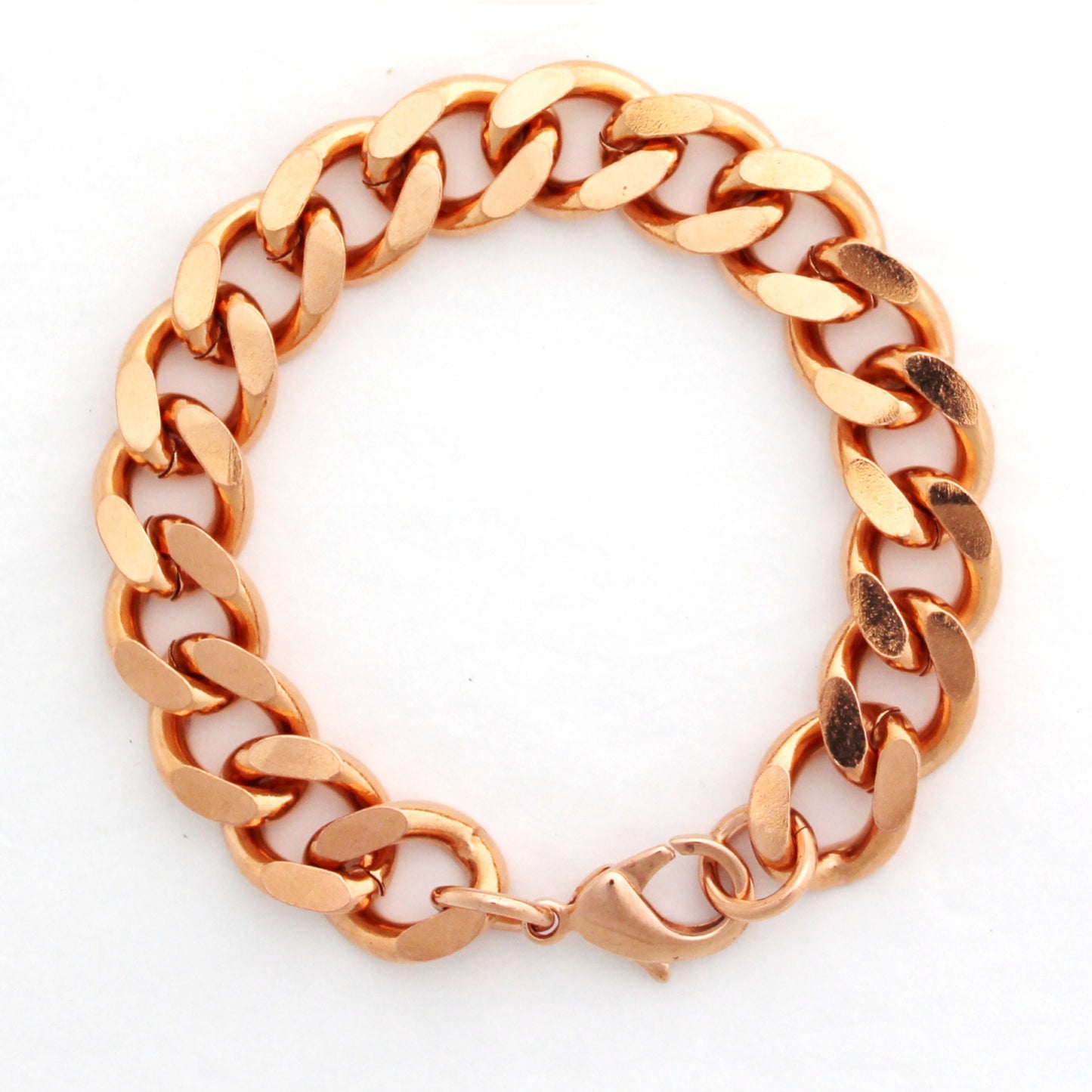 Copper Curb Chain Bracelet Super Chunky 16mm Pure Copper Bracelet Chain Brass Lobster Clasp