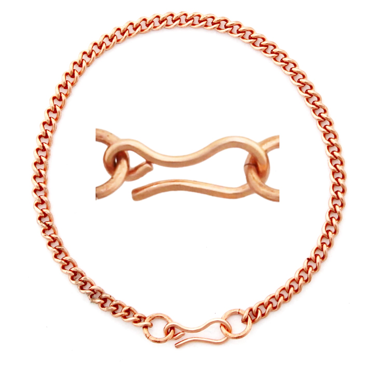 Copper Curb Chain Bracelet Fine 3mm Pure Copper Bracelet Chain All Sizes Copper Hook Clasp