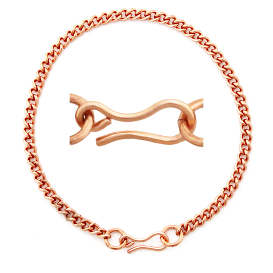 Copper Curb Chain Bracelet Fine 3mm Pure Copper Bracelet Chain All Sizes Copper Hook Clasp