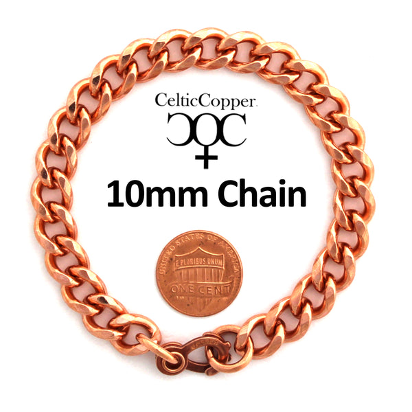Heavy Copper Bracelet Chain BC76R Solid Copper 10mm Curb Chain Bracelet 8.5 Inch