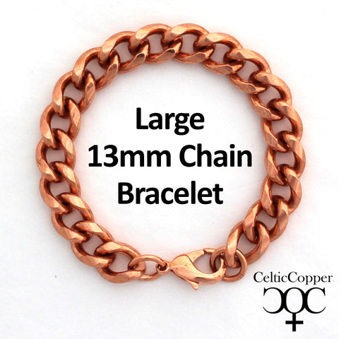 Men's Extra Bold Copper Bracelet Chain B79L Solid Copper 13mm Curb Bracelet Chain Large 9 Inch