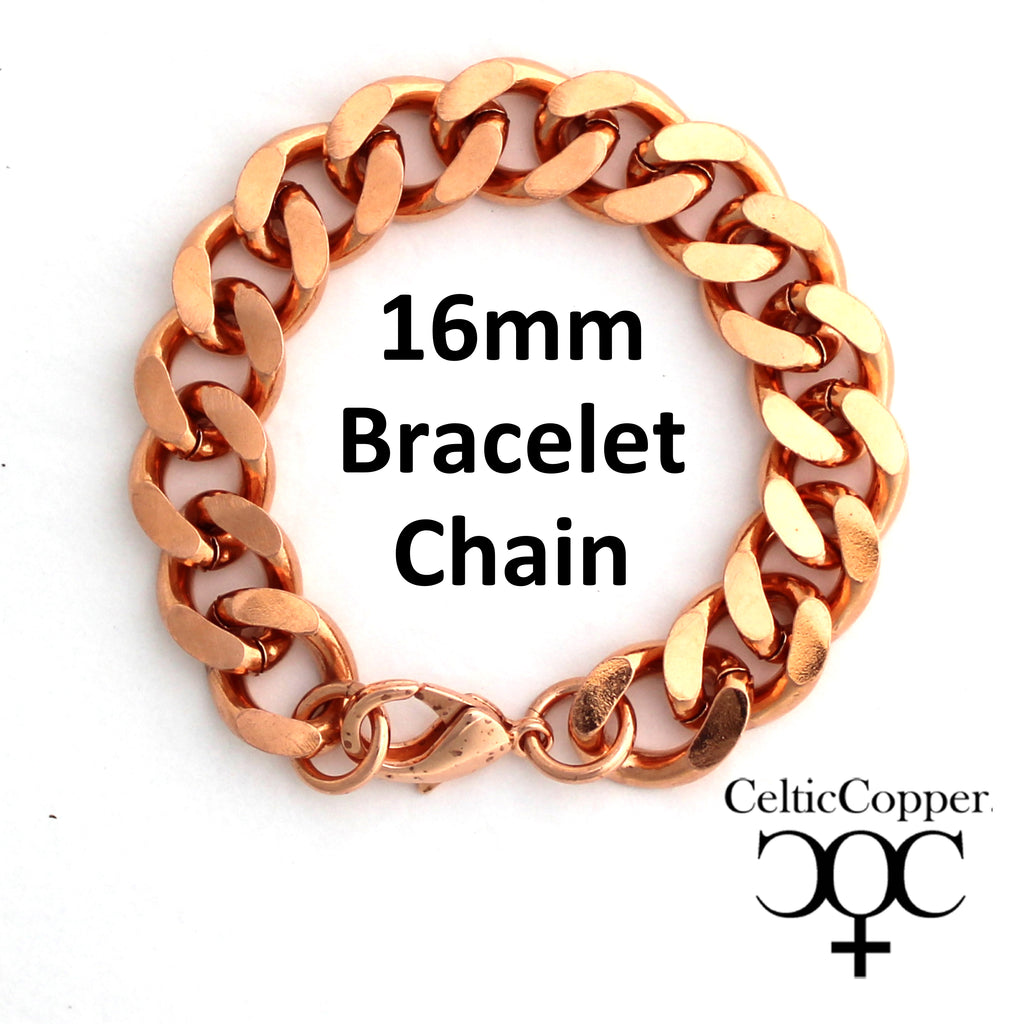 Solid Copper Super Chunky 16mm Curb Chain Bracelet B162R Men's Copper Cuban  Curb Chain Bracelet 8.5 Inch