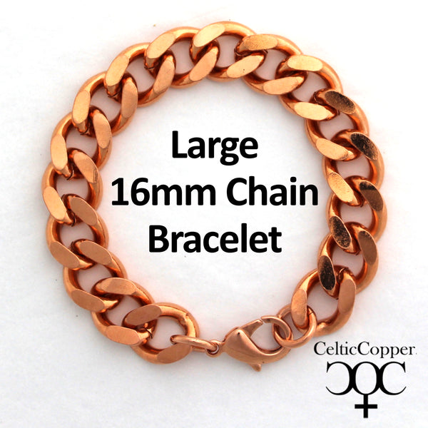 Men's Super Chunky Large Curb Chain Bracelet B162L Men's Copper 16mm Cuban Curb Chain Bracelet 9 Inch