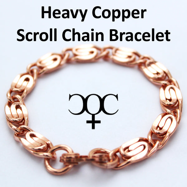 Solid Copper Bracelet Chain Heavy Celtic Scroll Chain Bracelet Copper Bracelet Chain 7.25mm Scroll Chain Bracelet For Men And Women