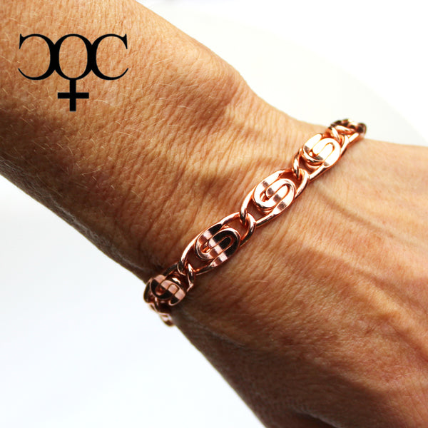 Solid Copper Bracelet Chain Heavy Celtic Scroll Chain Bracelet Copper Bracelet Chain 7.25mm Scroll Chain Bracelet For Men And Women