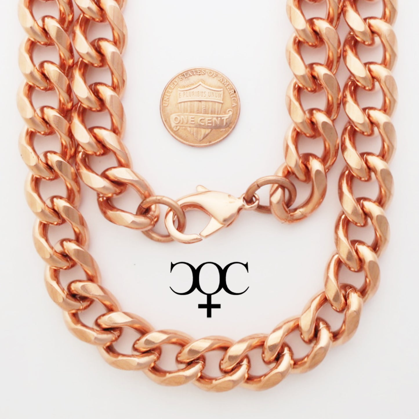 Solid Copper Necklace Chain Heavy Duty Cuban Curb Chain Necklace NC79 Extra Heavy 13mm Copper Curb Chain Necklace 20 Inch Chain