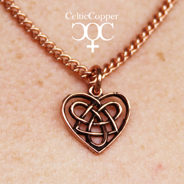 Celtic Copper Heart Necklace Adjustable Chain Irish Love Charm Jewelry Solid Copper Heart Pendant