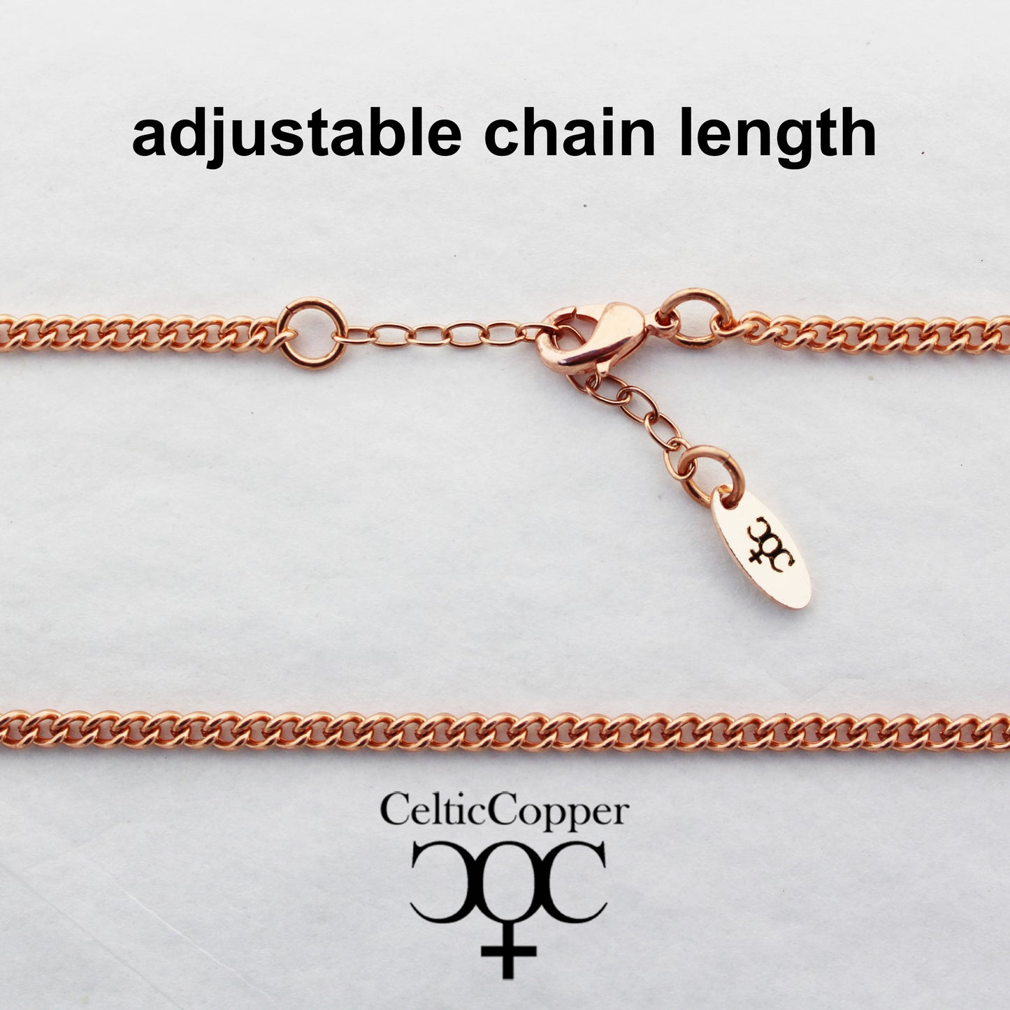 Copper Trinity Pendant Necklace Solid Copper Adjustable Curb Chain Necklace Triquetra Pendant Charm