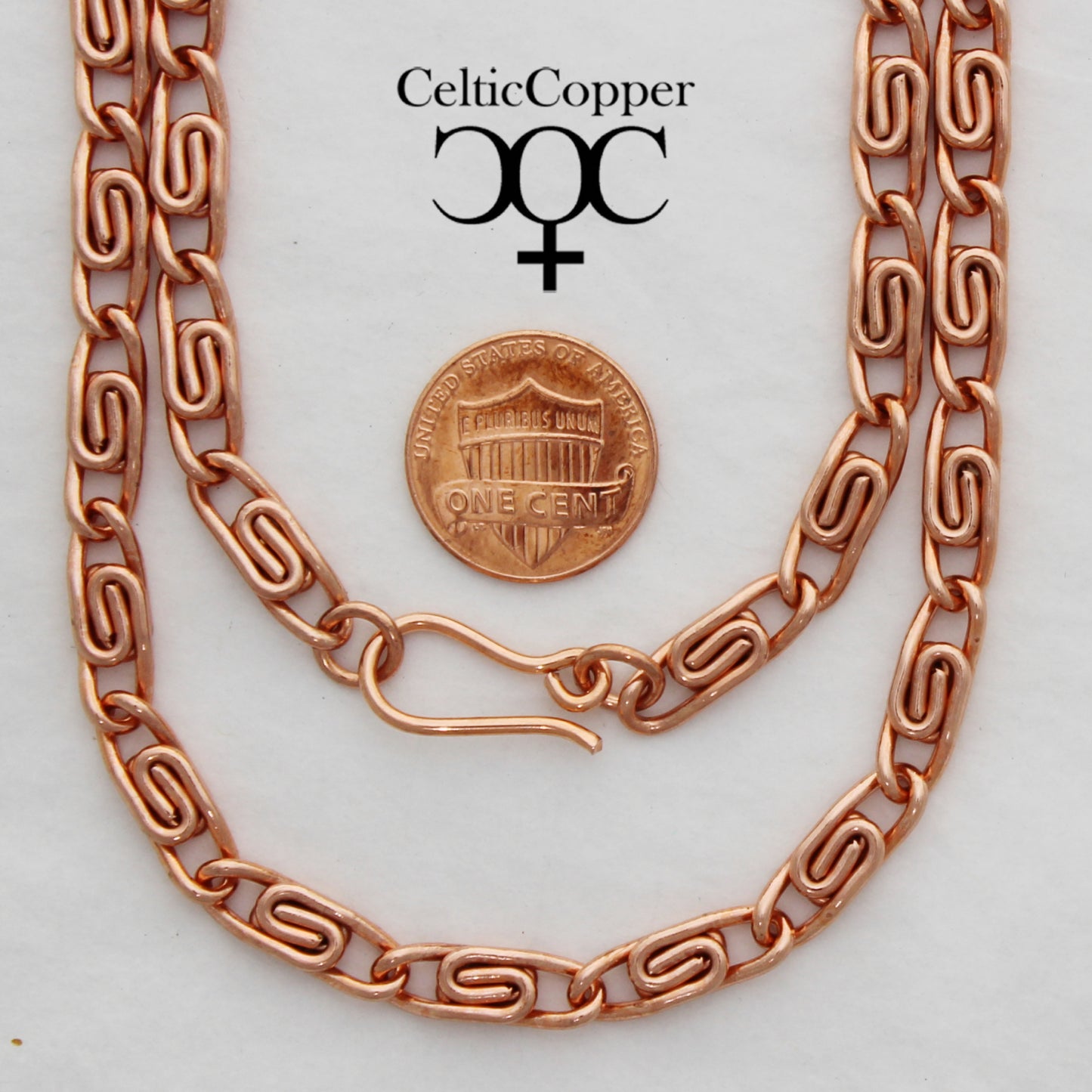 Solid Copper Celtic Scroll Necklace Chain NC66 Medium 5mm Copper Scroll Chain Necklace 18 Inch Chain