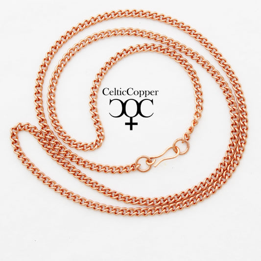 Copper Curb Chain Necklace Fine 3mm Pure Copper Necklace Chain All Sizes Copper Hook Clasp