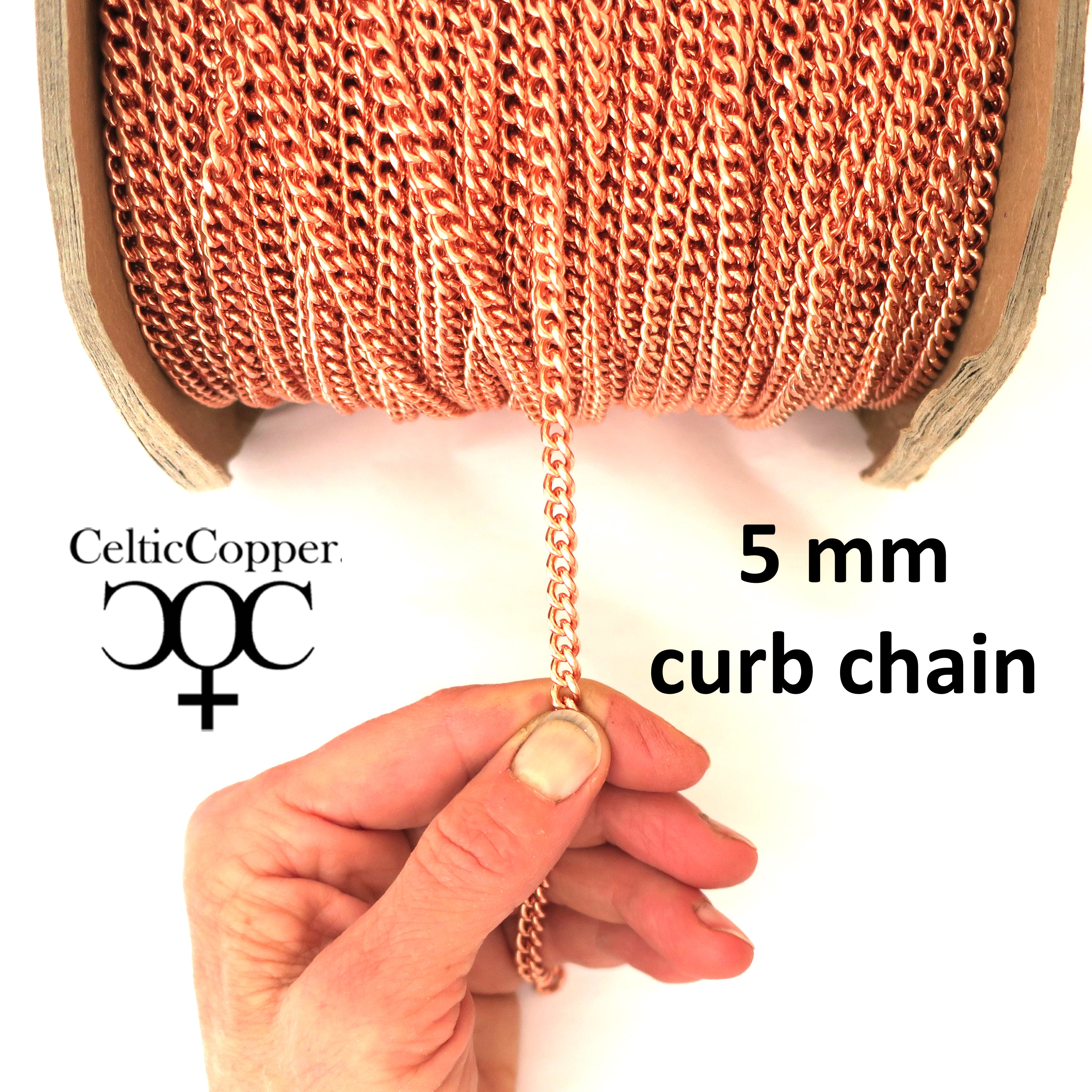 Bulk Copper Curb Chain 5mm Medium Copper Chain by the Foot FC72 Copper ...