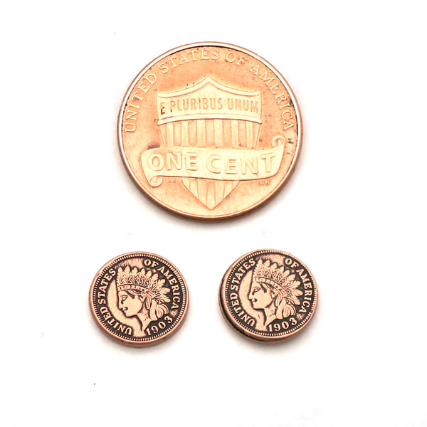 Copper Indian Head Penny Earring Studs ECP Solid Copper Reproduction Coin Earring Studs