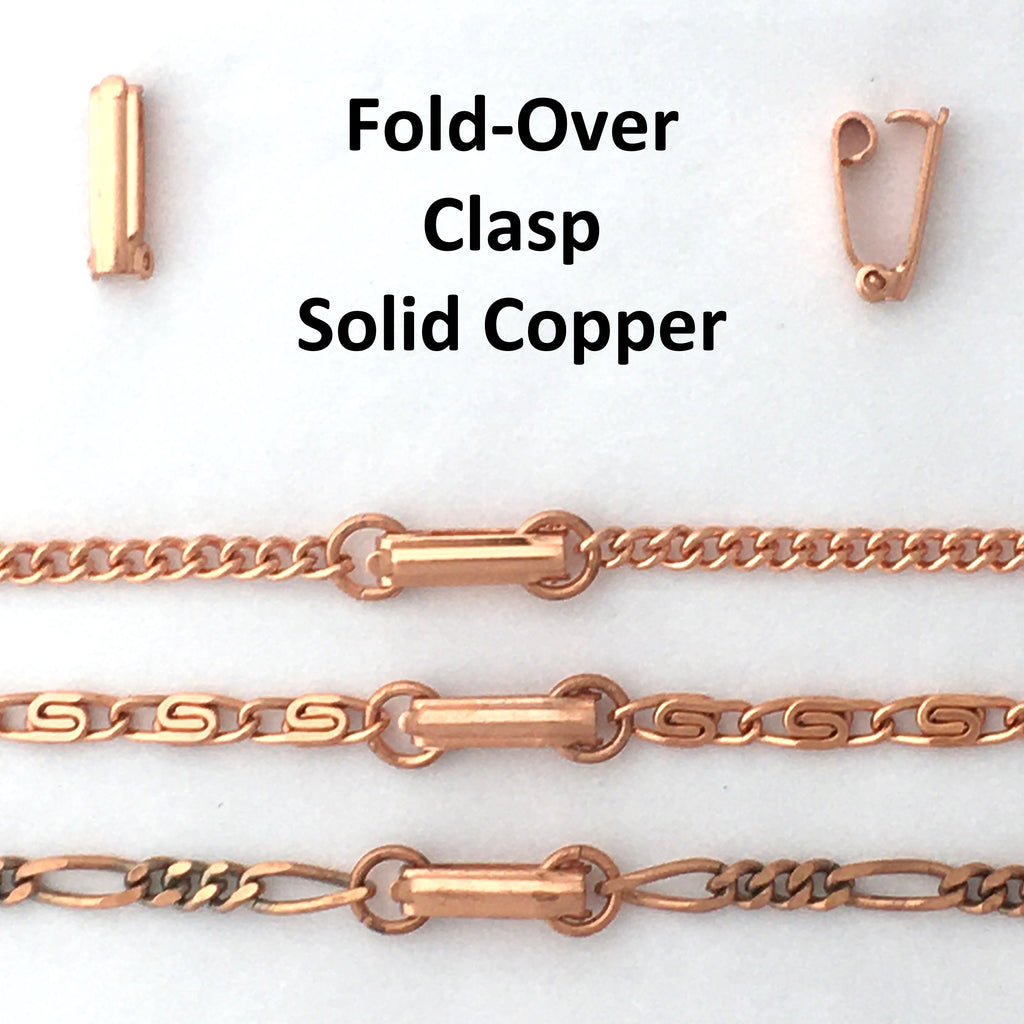 Bulk 5-Pack Solid Copper Fold Over Clasps 8x14mm Copper Jewelry
