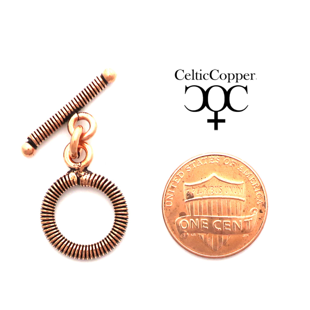 Magnetic clasp for jewelry, coppery cylinder with jumprings, 16x6mm, 1pc.