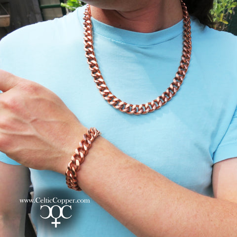 Mixed Metal Mid Century Copper and Brass Chain Link Bracelet - Ruby Lane